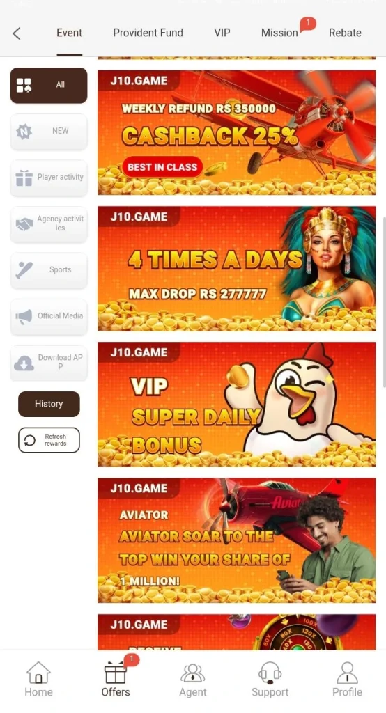 Events in J10 Game