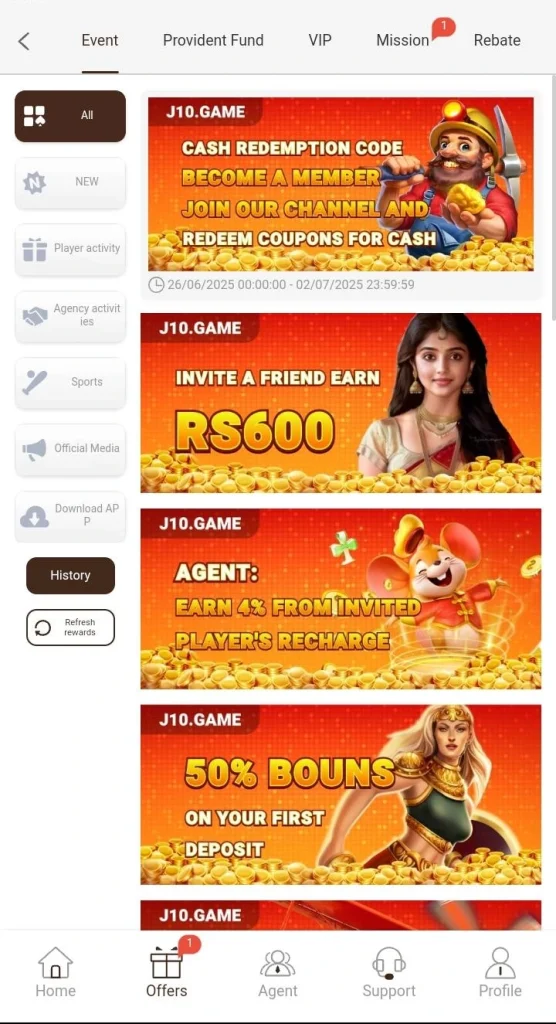 Events in J10 Game